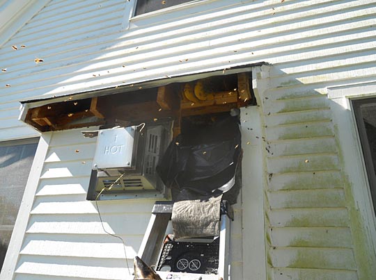 A fireplace bump-out on a Saco home, prepared for the cutout of the colony (approximately 3'x 5') A fireplace bump-out on a Saco home, prepared for the cutout of the colony (approximately 3'x 5')