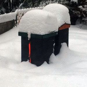 Bee Hives in Snow - Maine Bee Hives in Snow - Maine