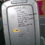 To avoid forgetting essential tools, I wrote the items I usually need in my swarm kit right on the lid of my tote.